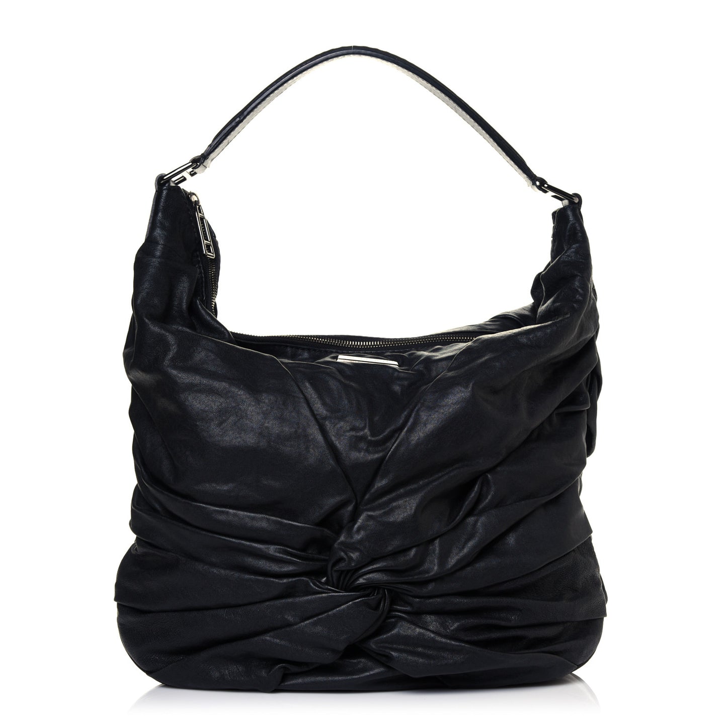Lambskin Maggie Soft Knot Hobo Black