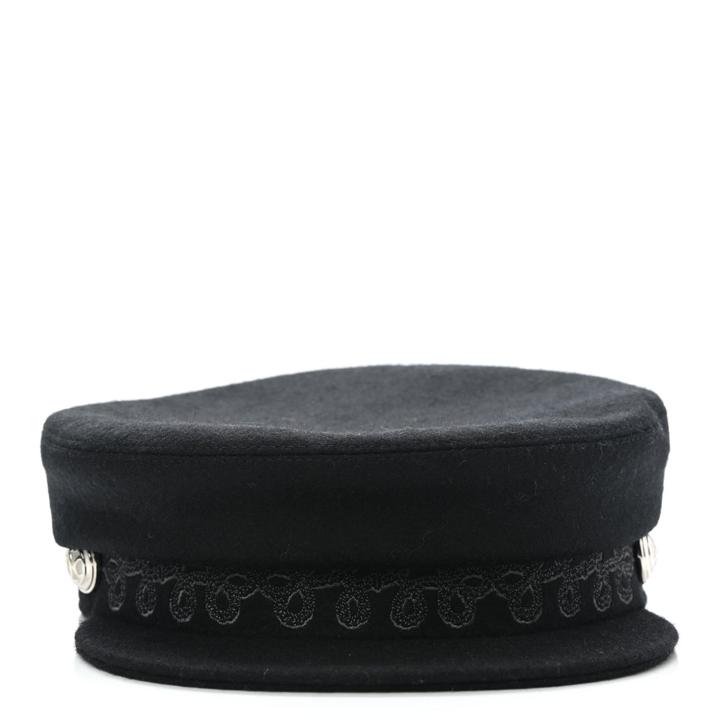 Wool Flannel Embroidered Womens Cabourg En Finesse Cap 57 Black