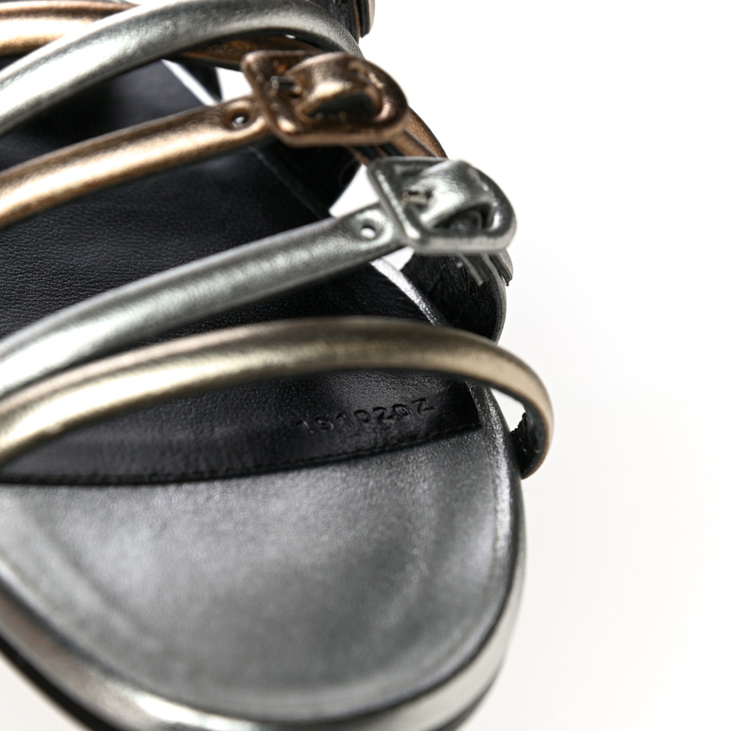 Metallic Nappa Buckles Sandals 36 Argent