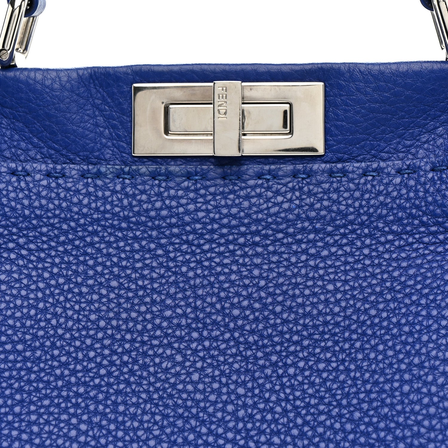 Fendi Cuoio Romano Selleria Bi-Color Medium Peekaboo Iconic Satchel Blue Neon Latte 9 of 14