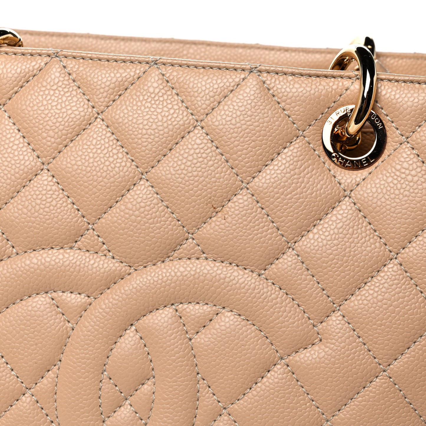 Caviar Quilted Grand Shopping Tote GST Beige