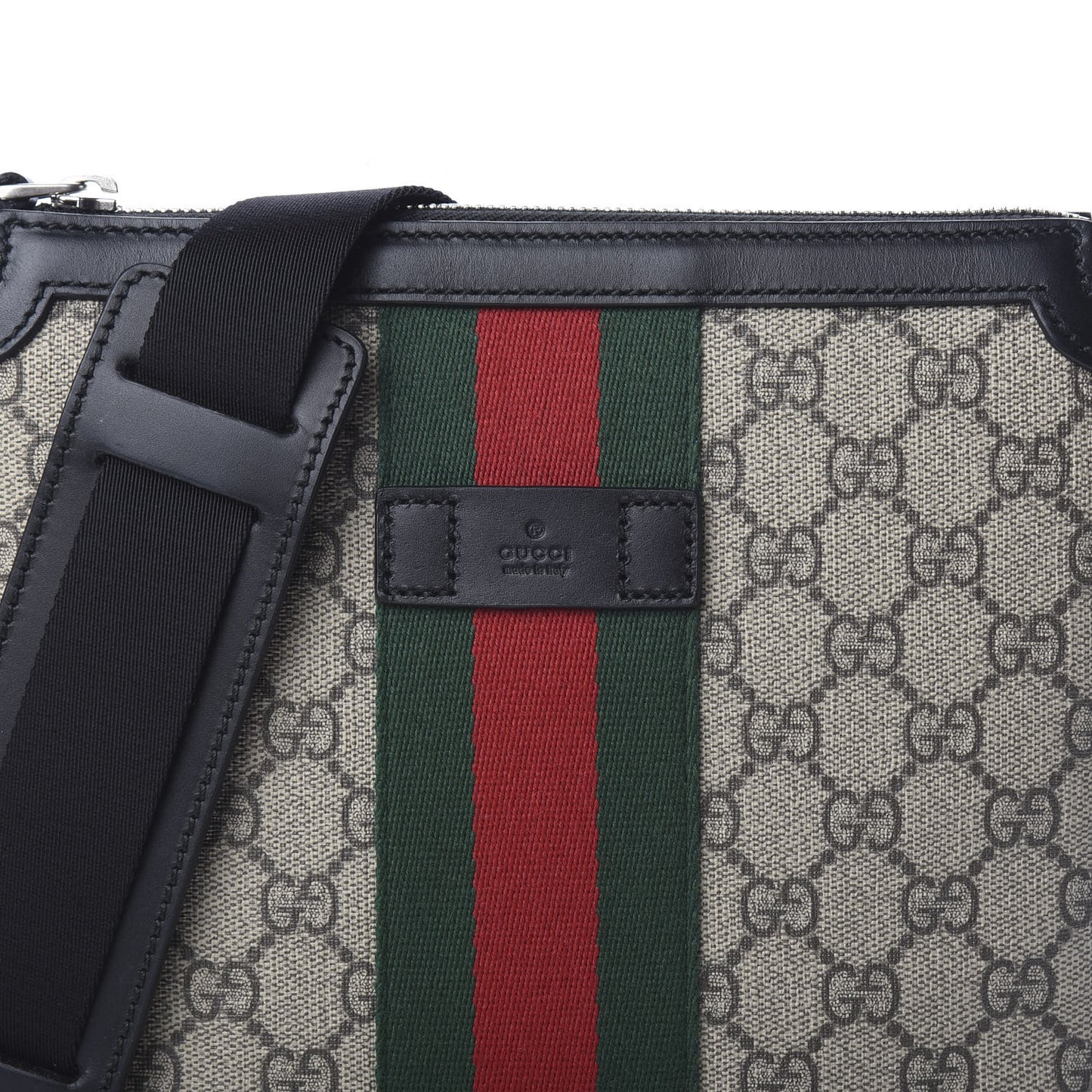 GG Supreme Monogram Web Messenger Bag Black