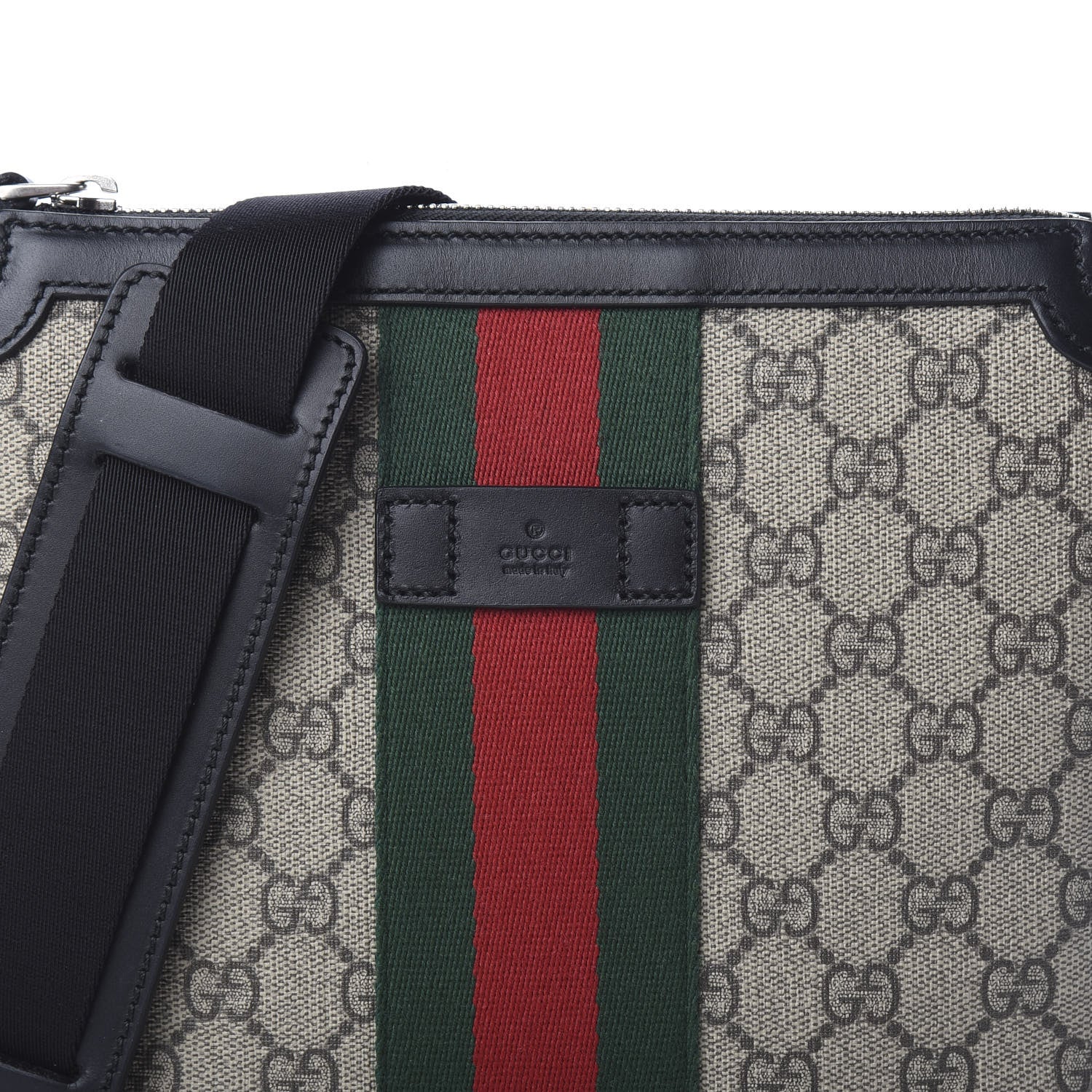 Gucci GG Supreme Monogram Web Messenger Bag Black 9 of 9