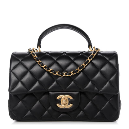 Chanel Lambskin Quilted Mini Top Handle Rectangular Flap Black 1 of 11