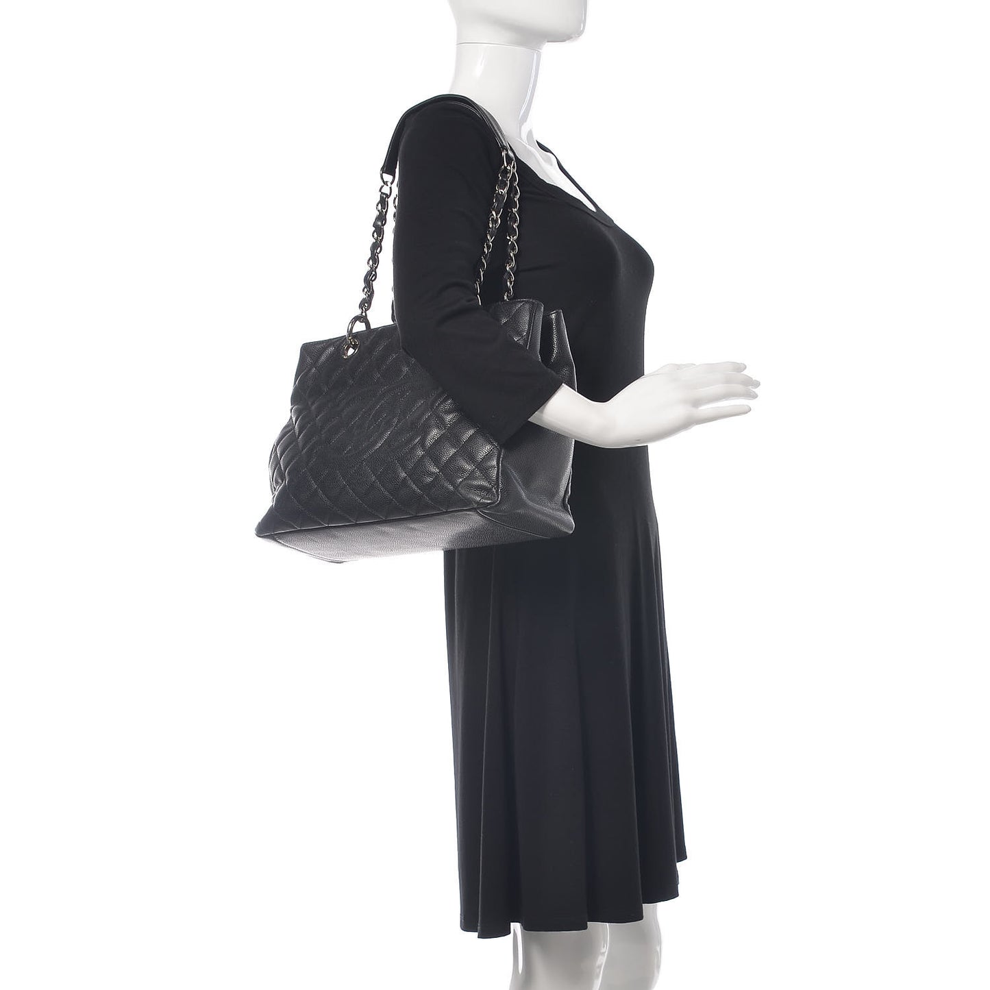 Caviar Quilted Grand Shopping Tote GST Black