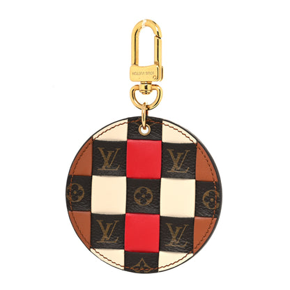 Louis Vuitton Calfskin Monogram Check Bag Charm Key Holder Red 1 of 4