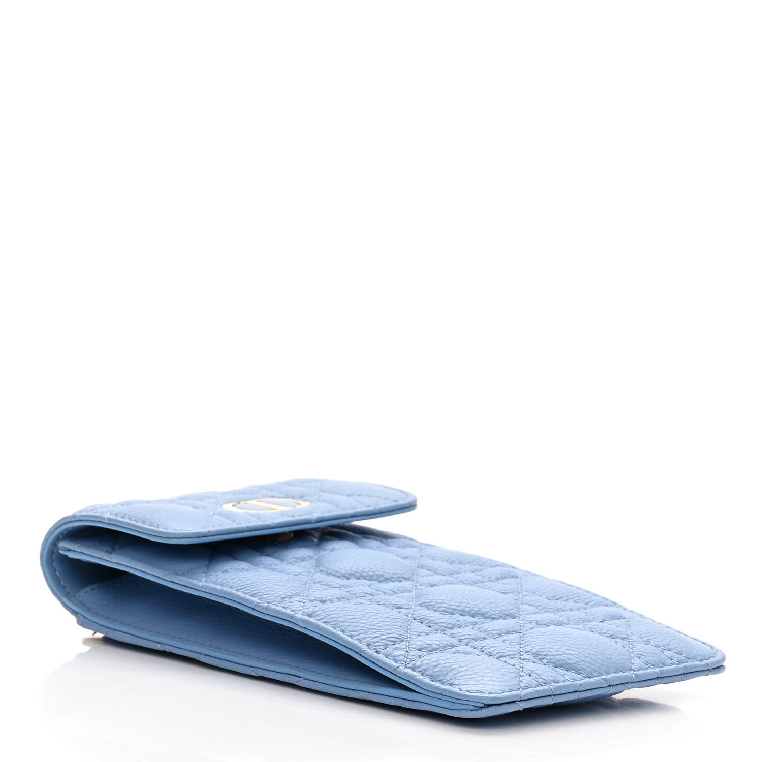 Christian Dior Grained Calfskin Cannage Caro Phone Pouch Holder Cornflower 4 of 10