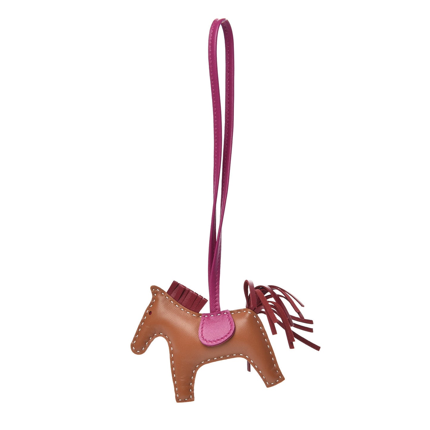 Milo Lambskin Grigri Rodeo Horse Bag Charm PM Gold Rubis Rose Poupre