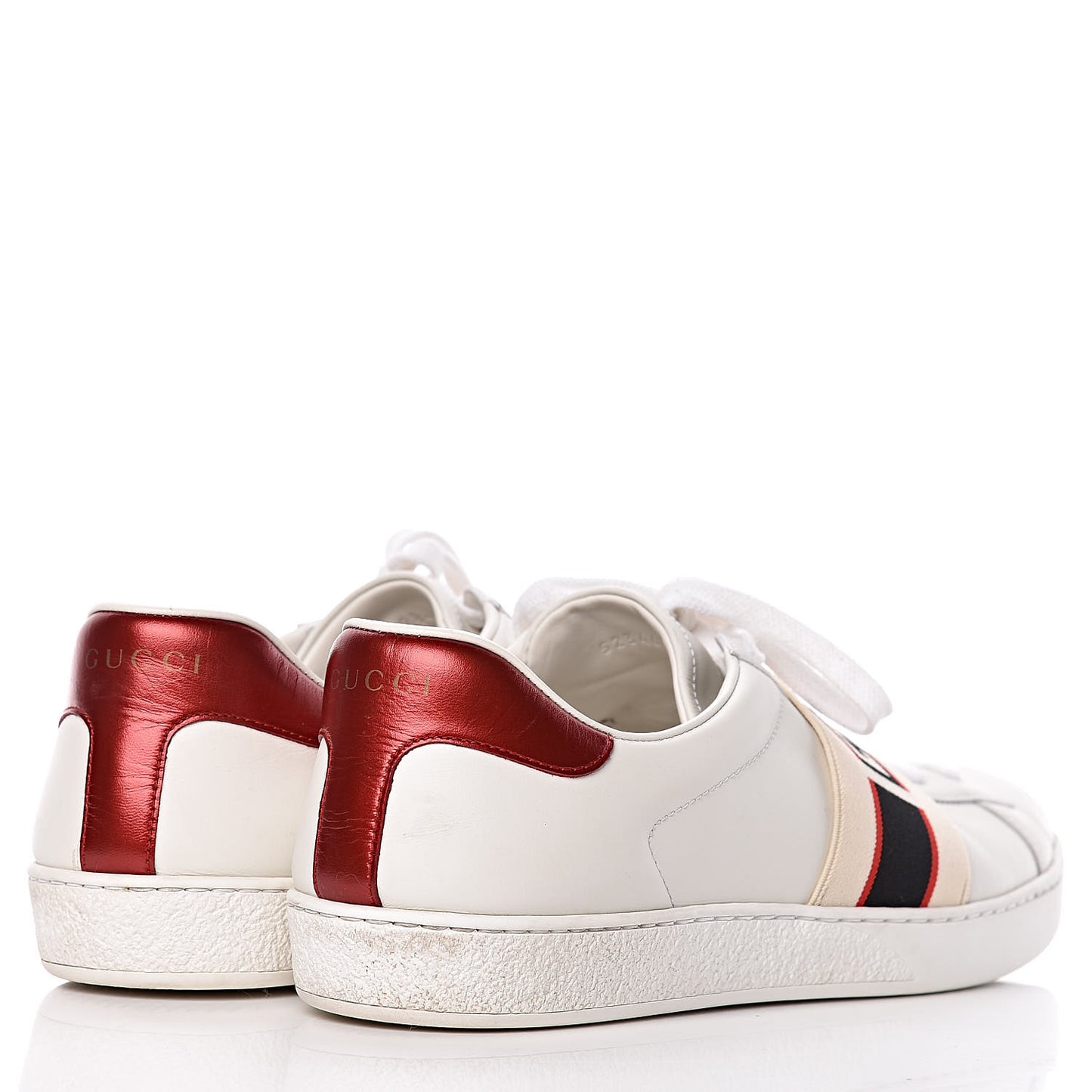 Calfskin Stripe Mens New Ace Sneakers 9.5 White Ecru Red Flame