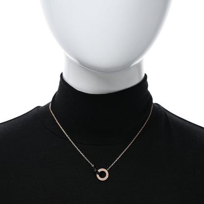 Cartier 18K Pink Gold Black Ceramic Diamond Interlocking LOVE Necklace 2 of 4