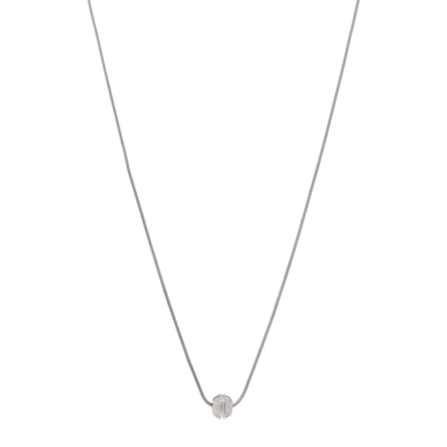 18K White Gold Diamond Streamerica Barrel Necklace