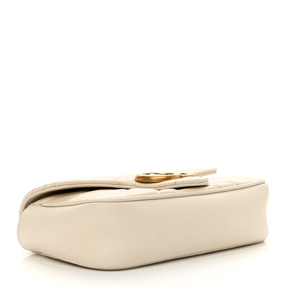Gucci Calfskin Matelasse Super Mini GG Marmont Shoulder Bag White 4 of 11