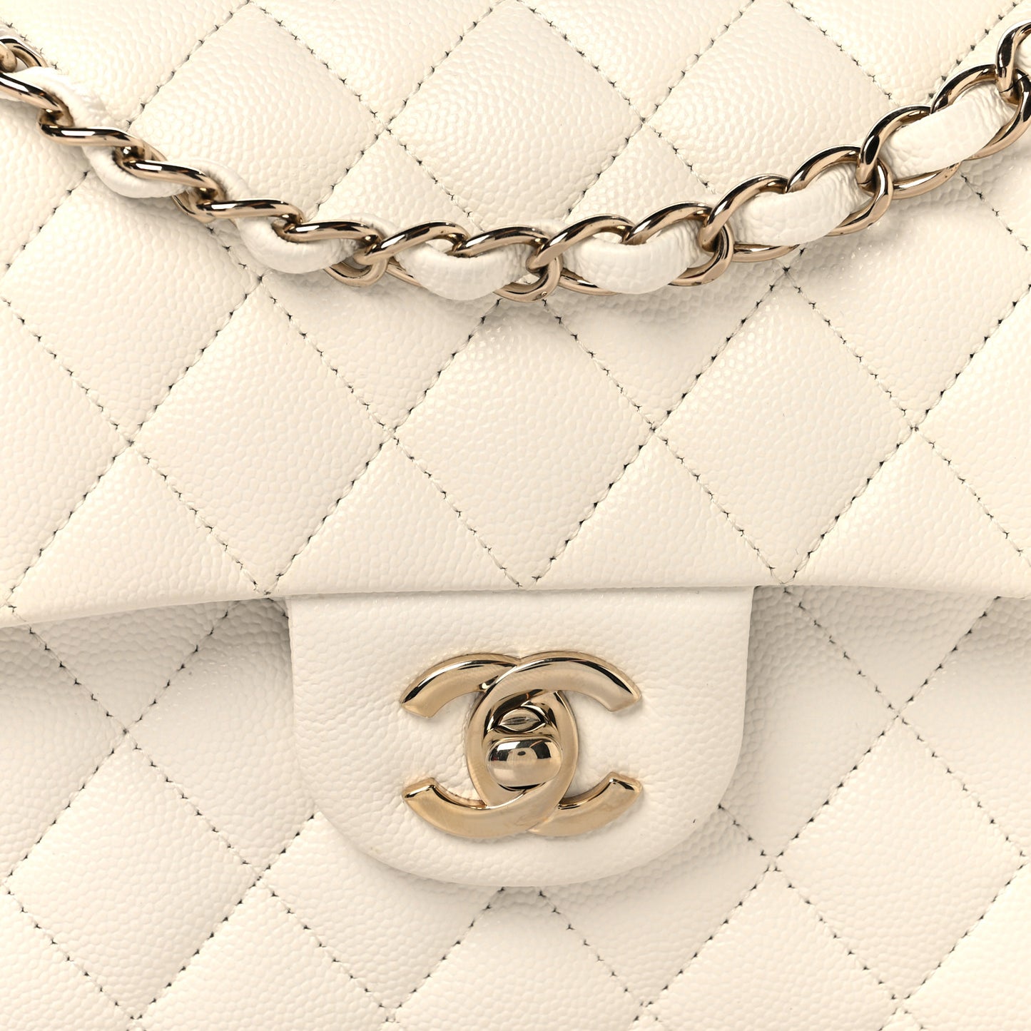 Caviar Quilted Small Double Flap White