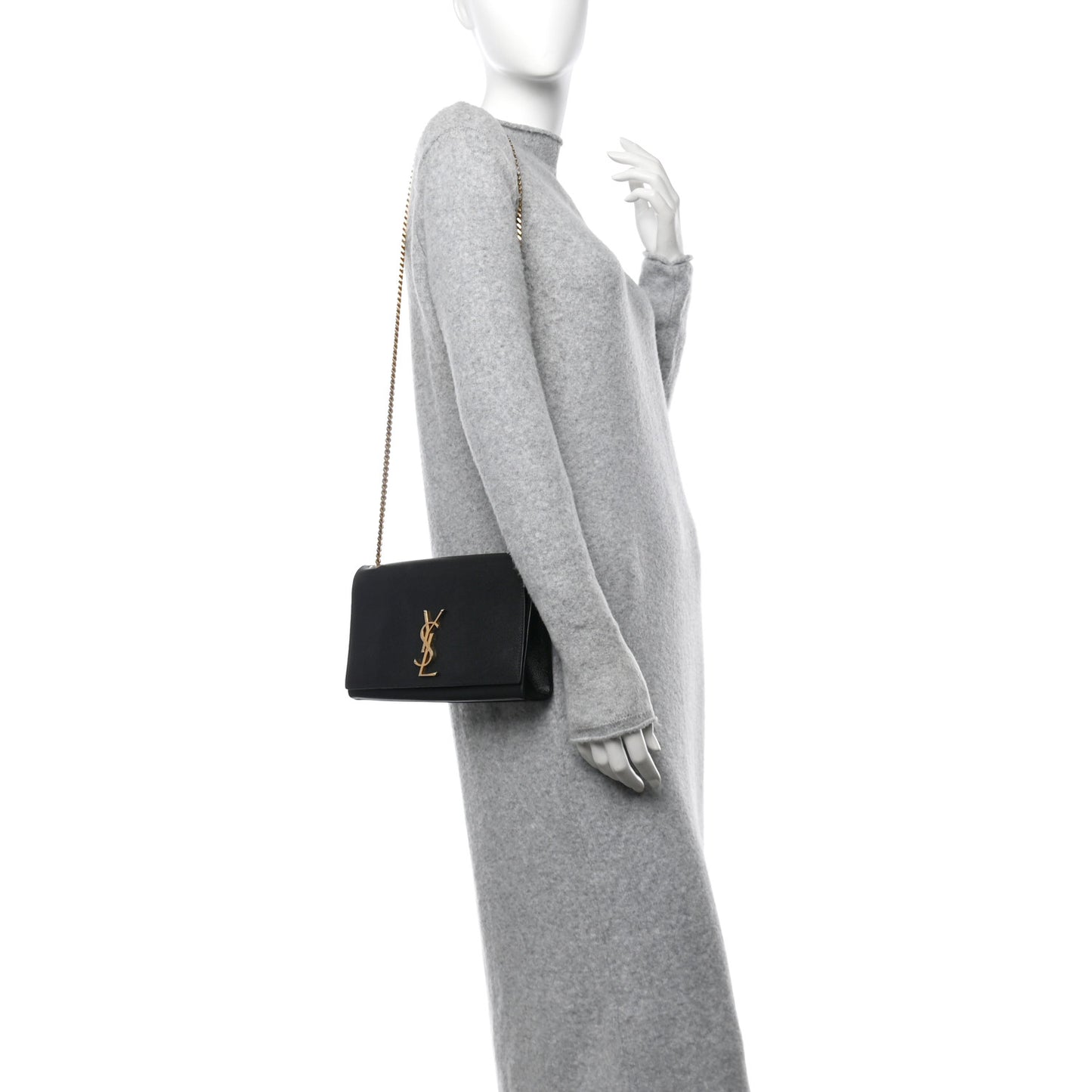 Grain De Poudre Medium Classic Monogram Kate Satchel Black