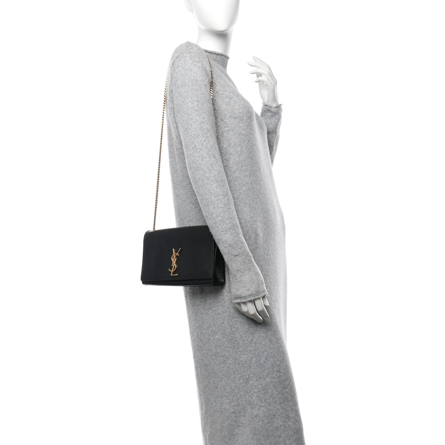 Saint Laurent Grain De Poudre Medium Classic Monogram Kate Satchel Black 2 of 10