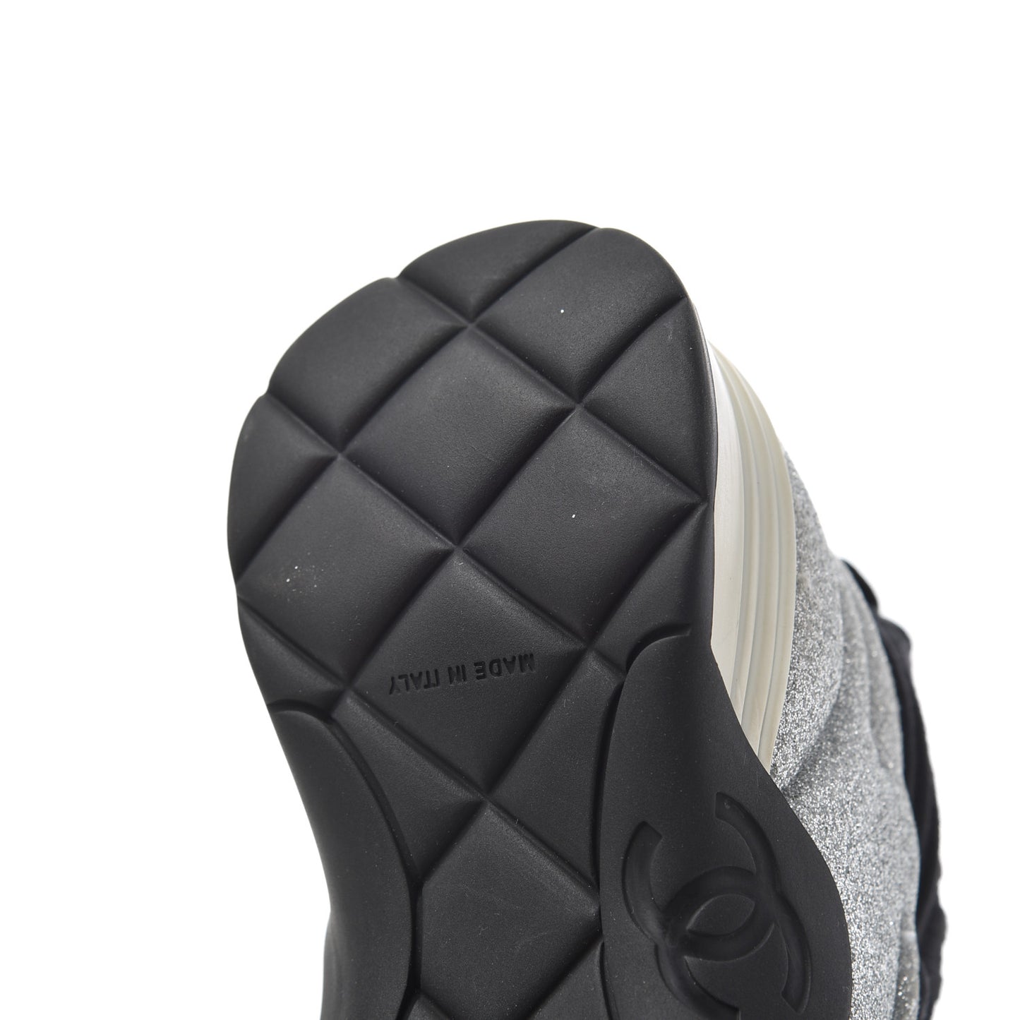 Glitter Stretch Fabric CC Sneakers 35 Black Silver