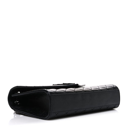 Saint Laurent Grain De Poudre Textured Mixed Matelasse Triquilt Medium Monogram Monochrome Satchel Black 4 of 10