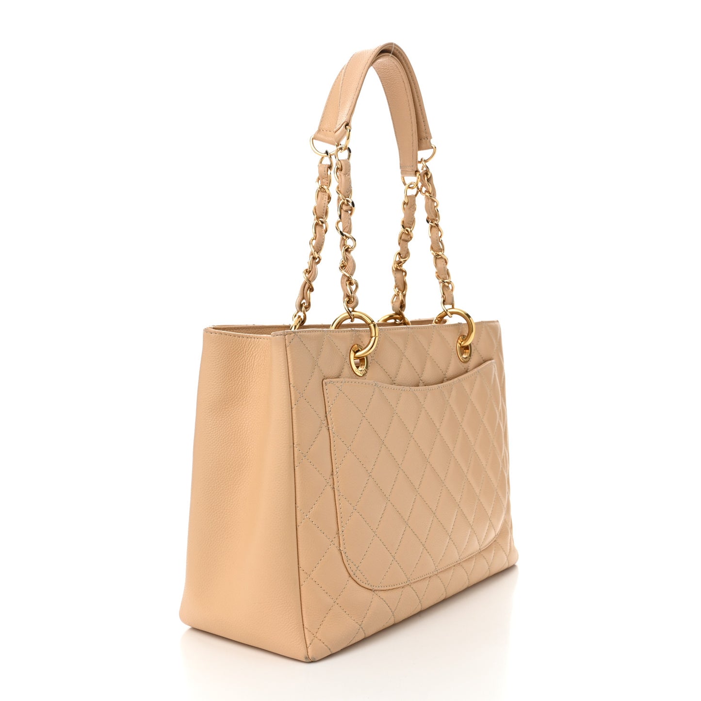 Caviar Quilted Grand Shopping Tote GST Beige Clair