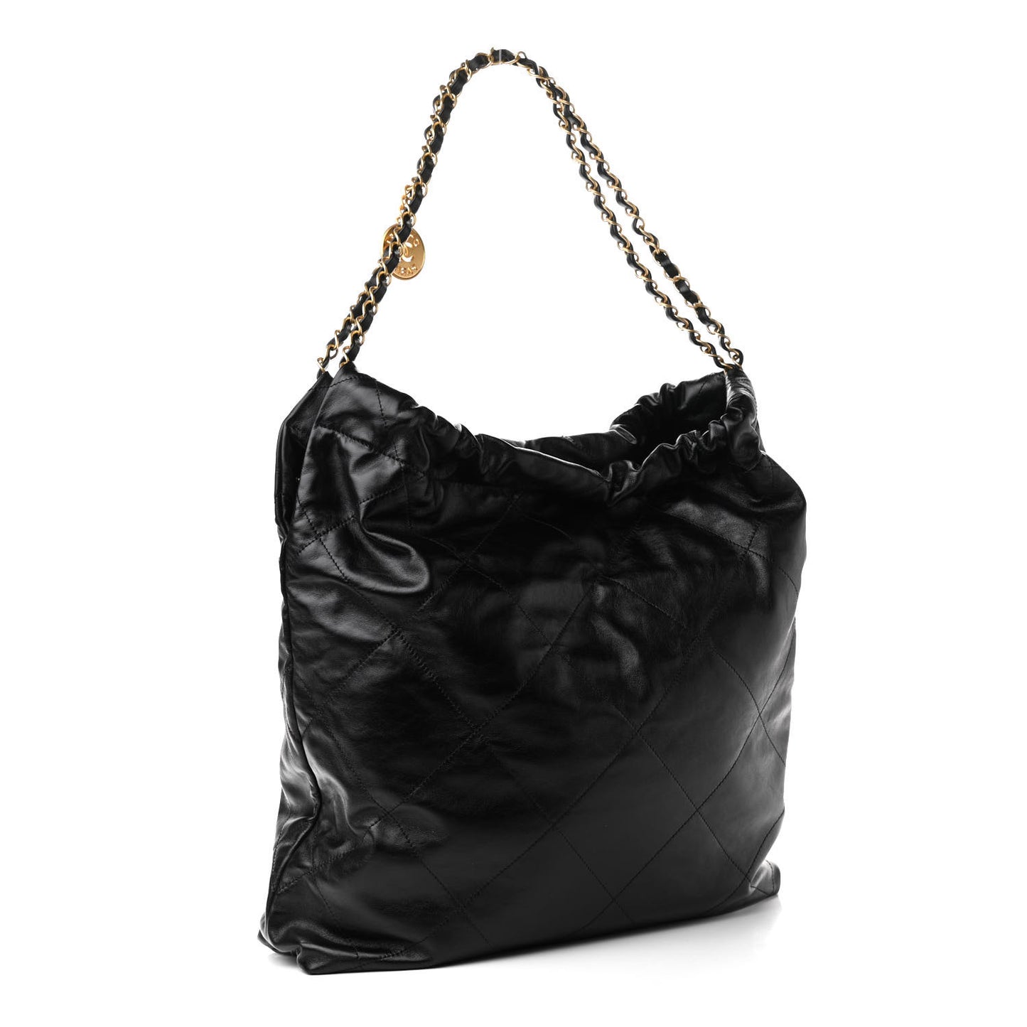 Shiny Calfskin Quilted Large Chanel 22 Black