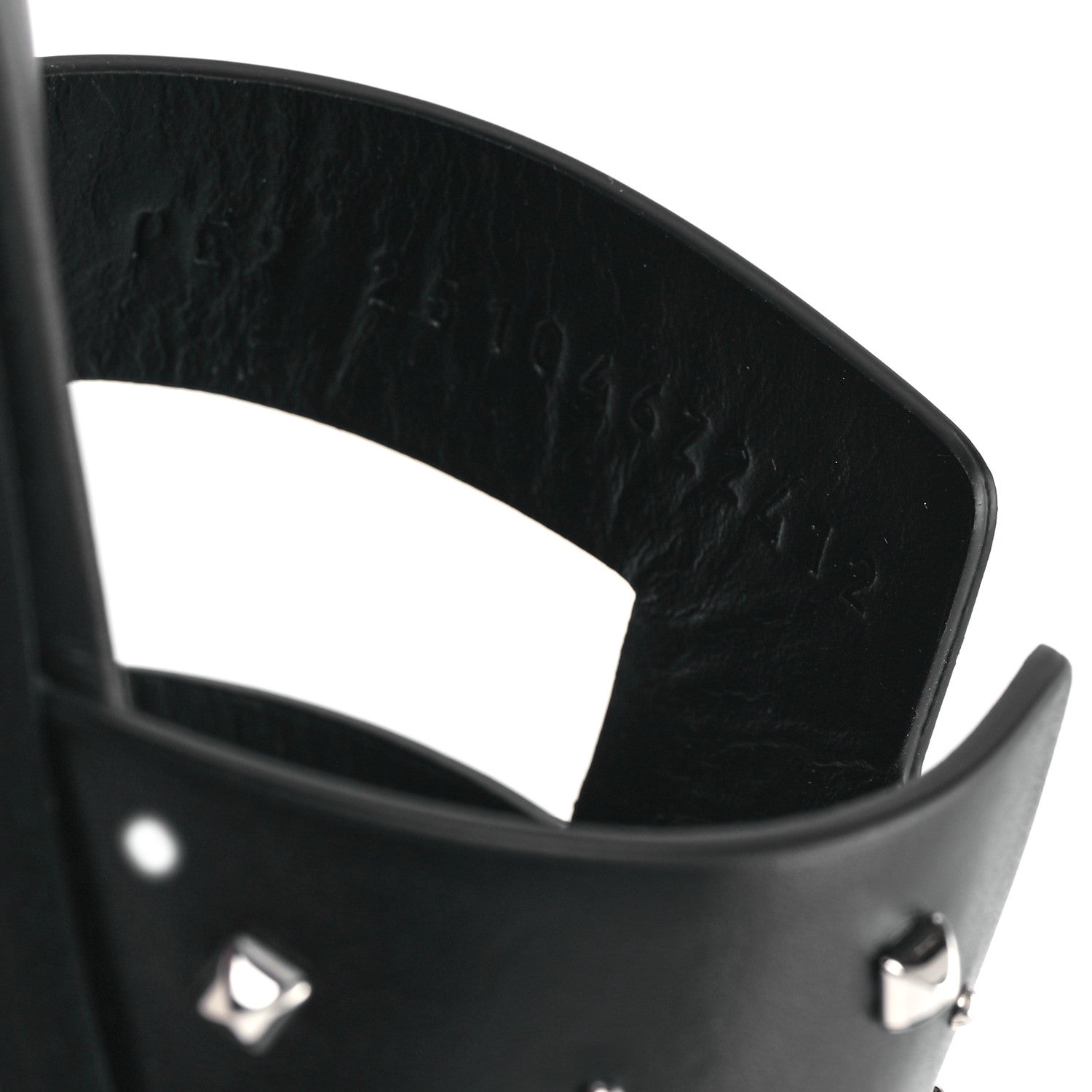 Hermes Calfskin Studded Oran Sandals 37.5 Black 9 of 10