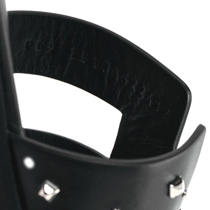Hermes Calfskin Studded Oran Sandals 37.5 Black 9 of 10