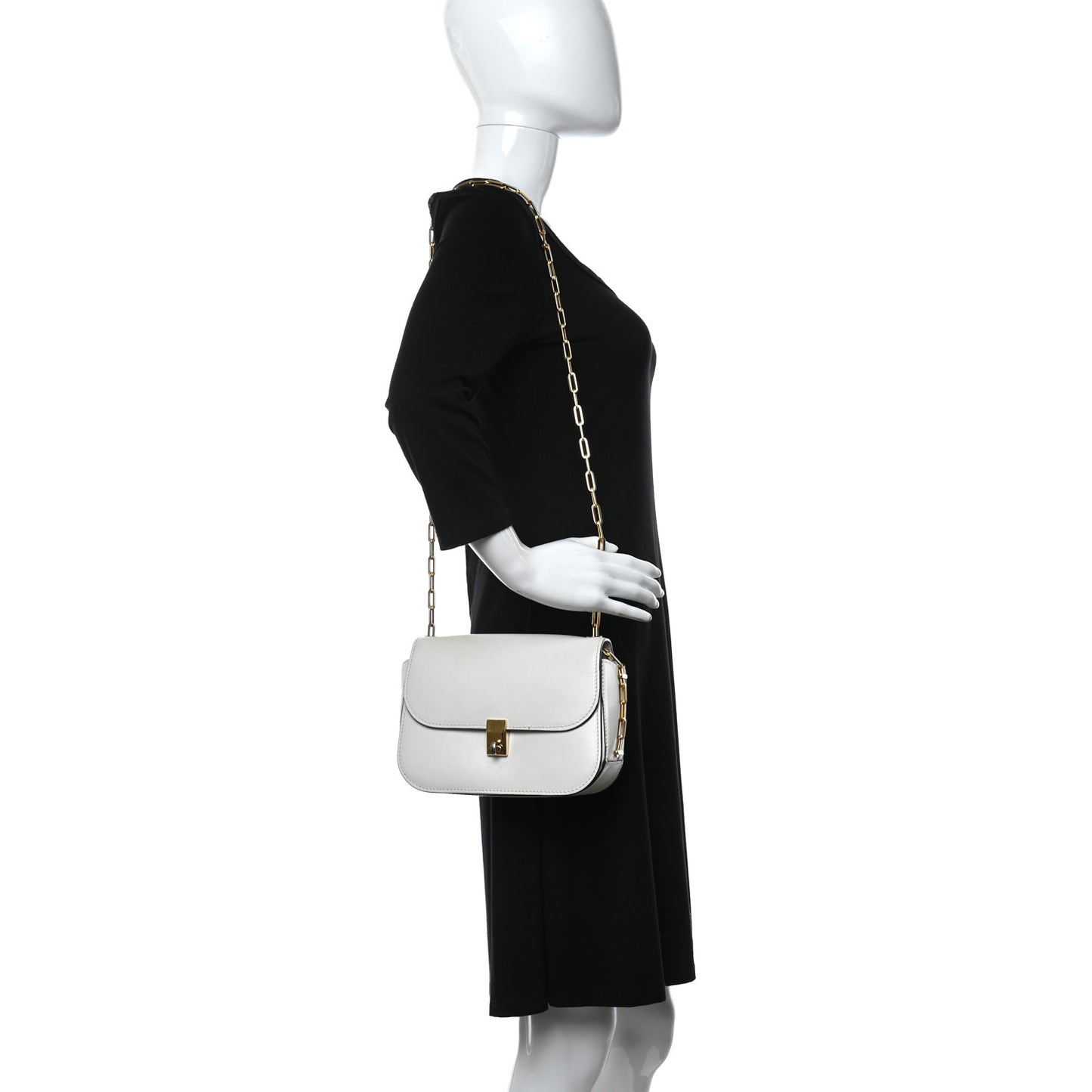 Vitello Chain Flap Bag White