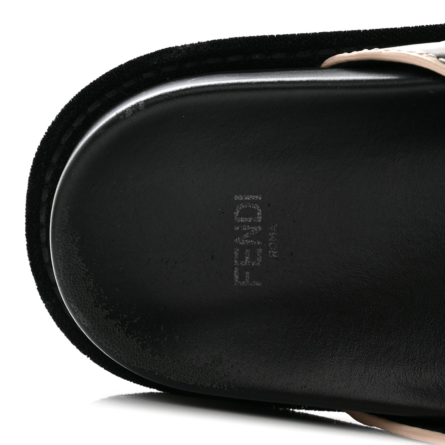 Calfskin FF Embossed Slide Sandals 39 Camelia Moresco