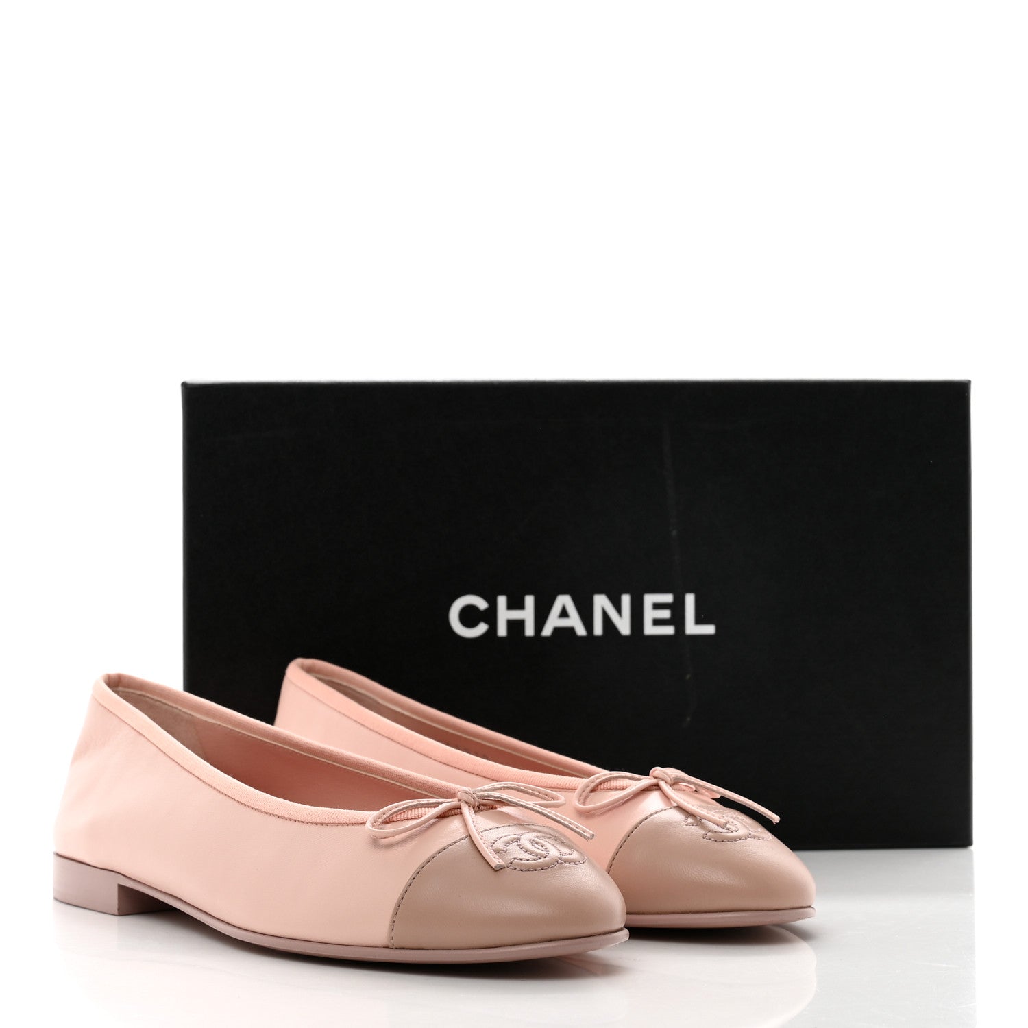 Chanel Lambskin Cap Toe CC Ballerina Flats 39 Light Pink Dark Pink 8 of 8