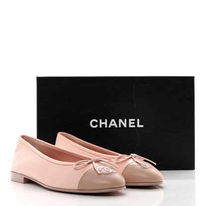 Chanel Lambskin Cap Toe CC Ballerina Flats 39 Light Pink Dark Pink 8 of 8
