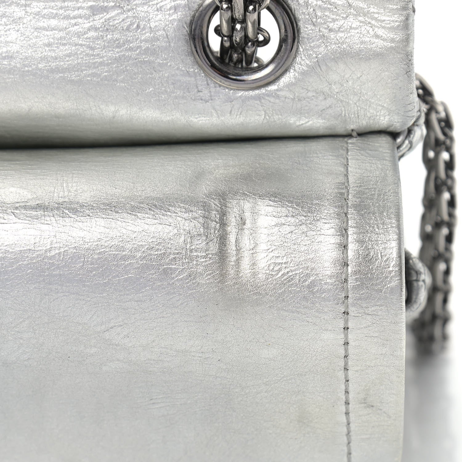 Chanel Metallic Aged Calfskin Quilted 2.55 Reissue 226 Flap Silver 8 of 15
