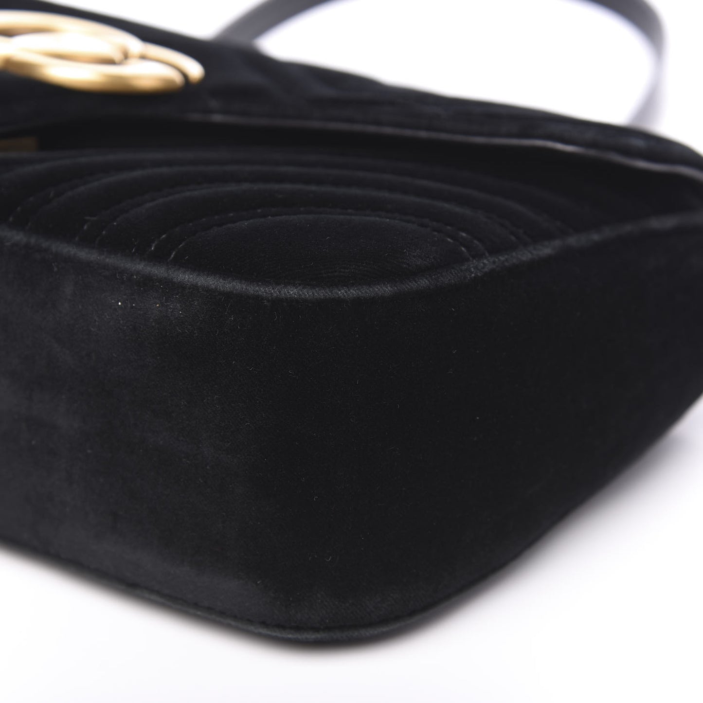 Velvet Matelasse Small GG Marmont Shoulder Bag Black