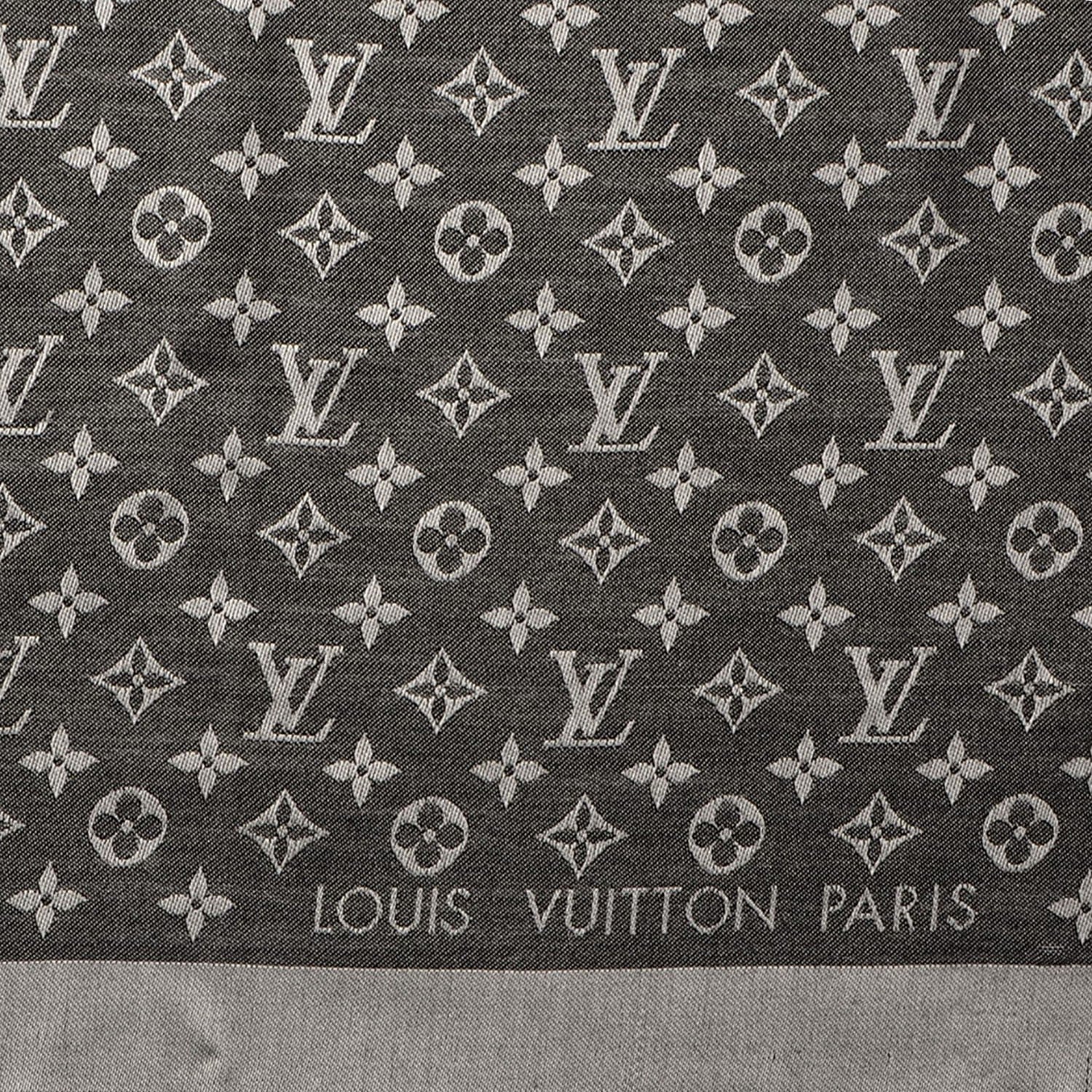 Louis Vuitton Wool Silk Monogram Denim Shawl Black 4 of 5
