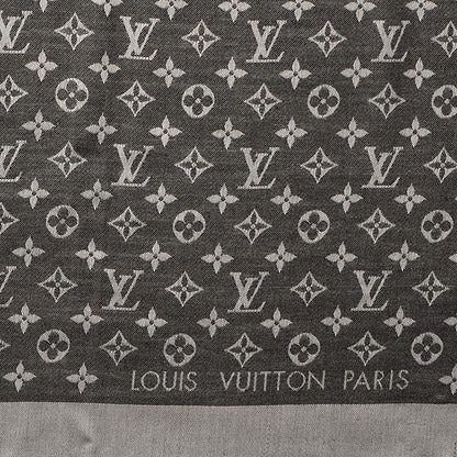 Louis Vuitton Wool Silk Monogram Denim Shawl Black 4 of 5