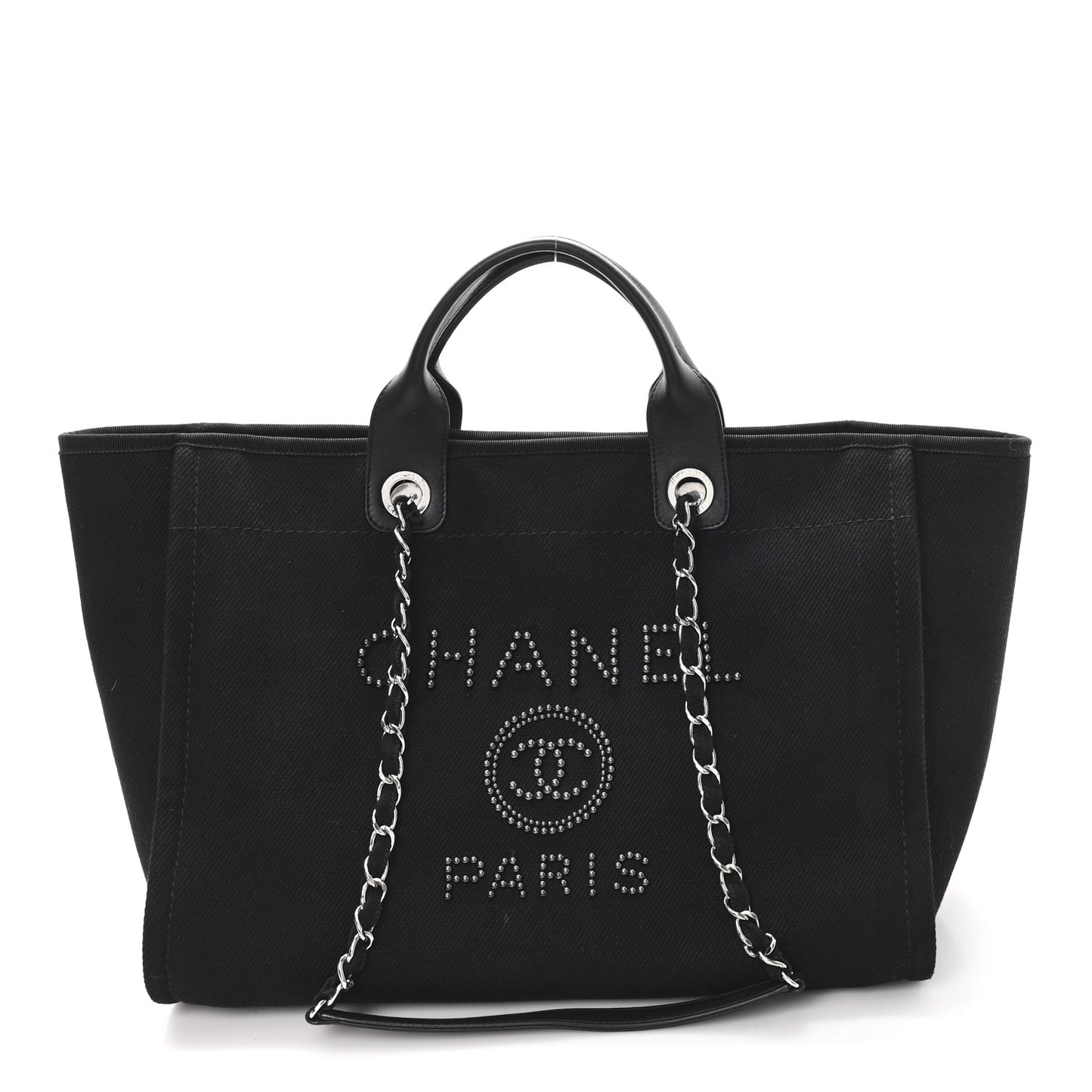 Canvas Pearl Medium Deauville Tote Black