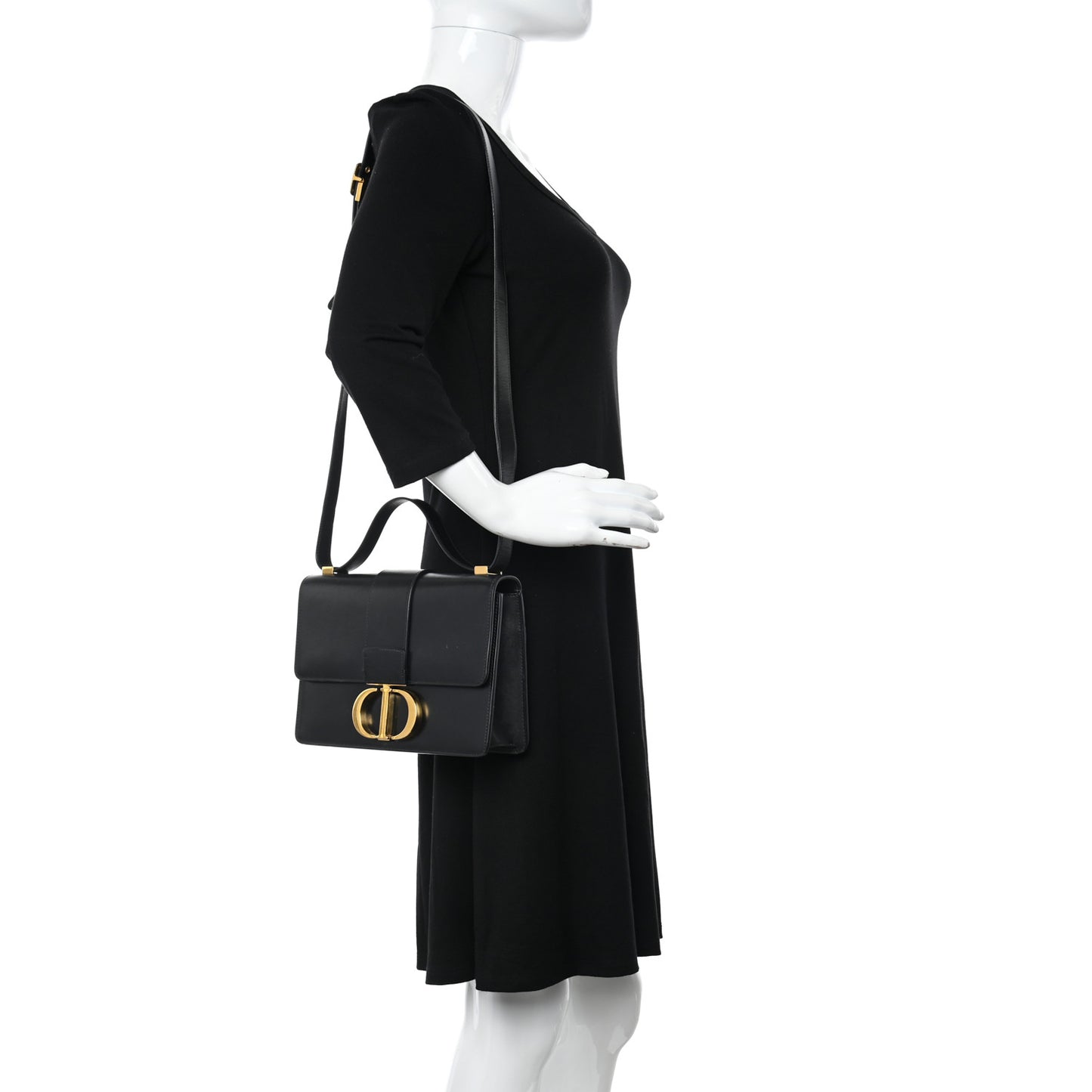 Smooth Calfskin 30 Montaigne Flap Bag Black