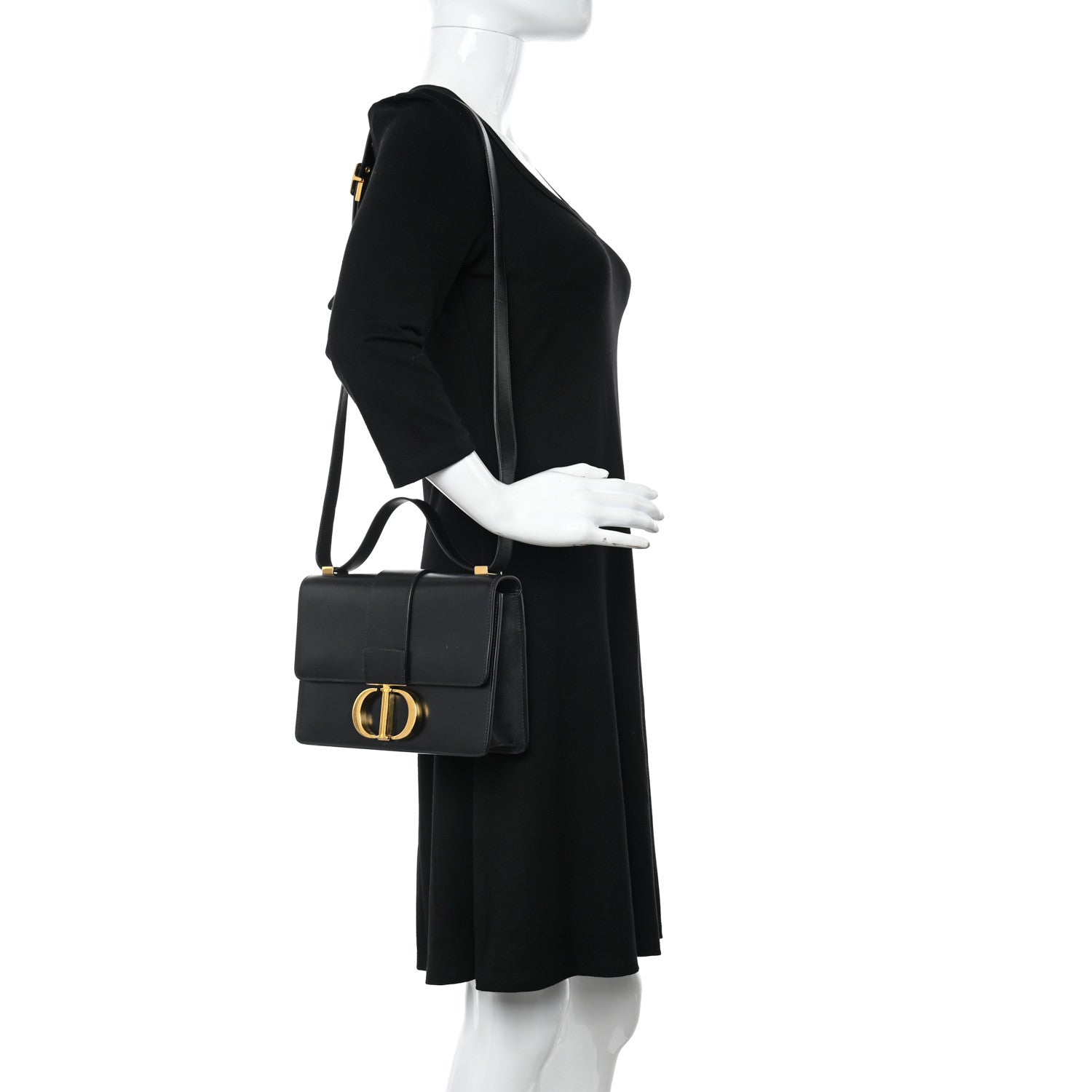 Christian Dior Smooth Calfskin 30 Montaigne Flap Bag Black 2 of 17