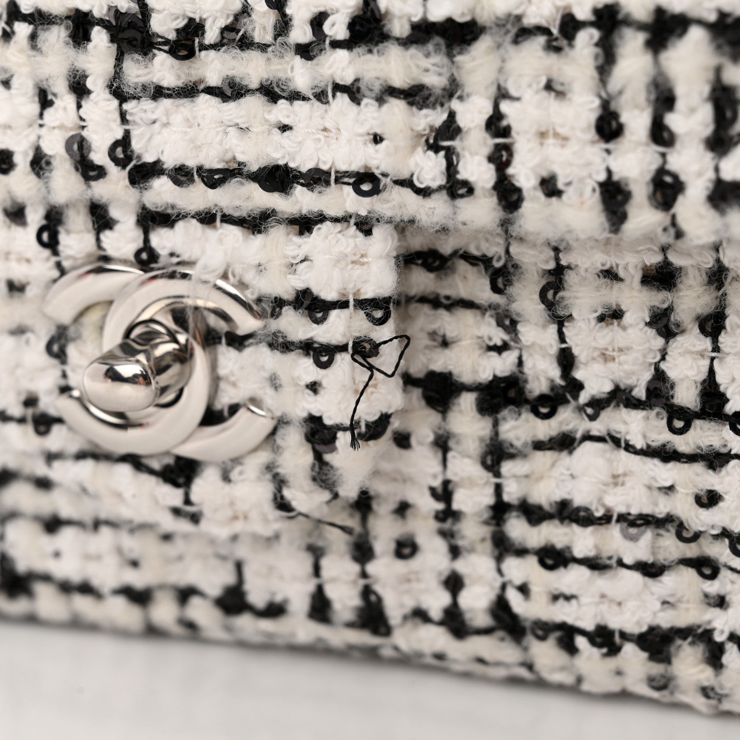 Chanel Tweed Quilted Mini Rectangular Flap White Black 12 of 12