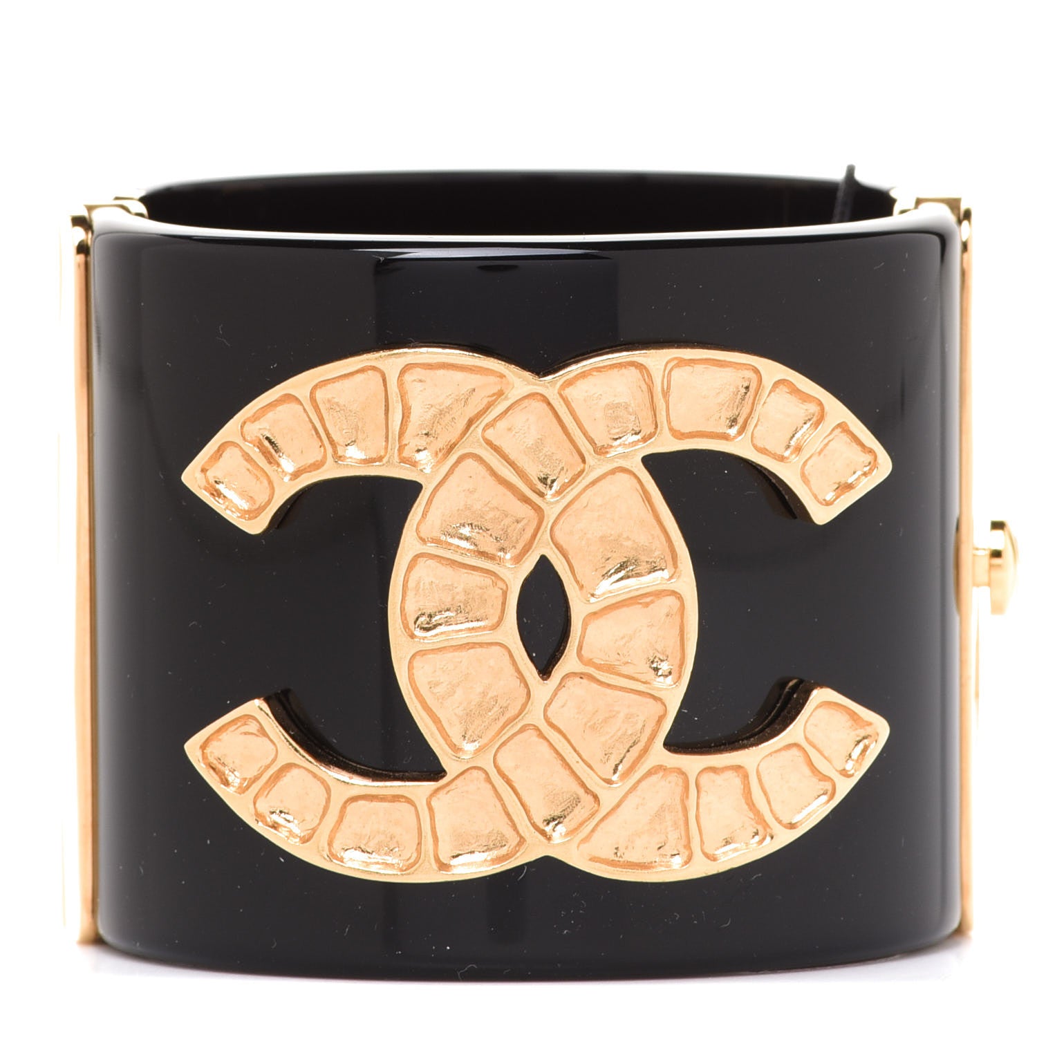 Chanel Resin Along The Nile CC Cuff Black Gold 1 of 6