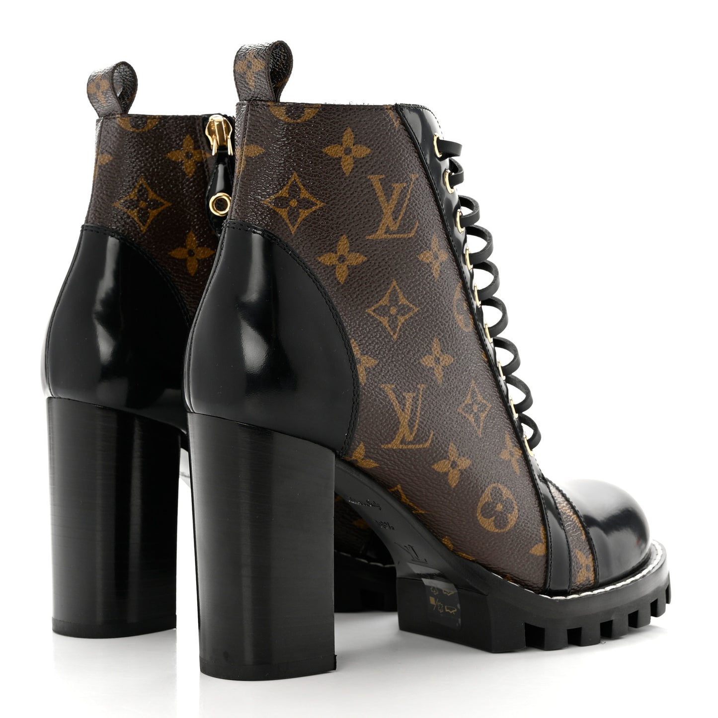 Patent Calfskin Monogram Star Trail Ankle Boots 39.5 Black