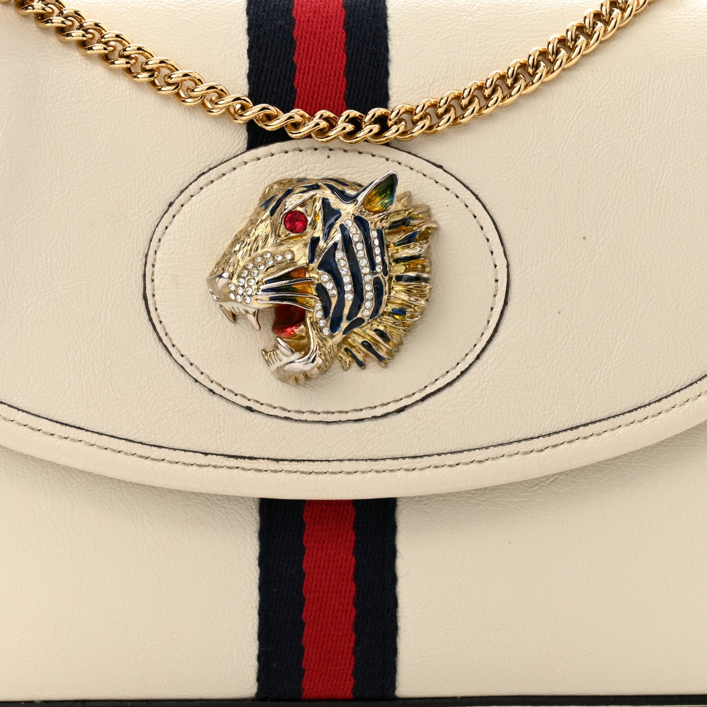 Textured Calfskin Web Small Rajah Slim Flap Shoulder Bag Mystic White