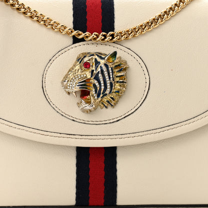 Gucci Textured Calfskin Web Small Rajah Slim Flap Shoulder Bag Mystic White 8 of 13
