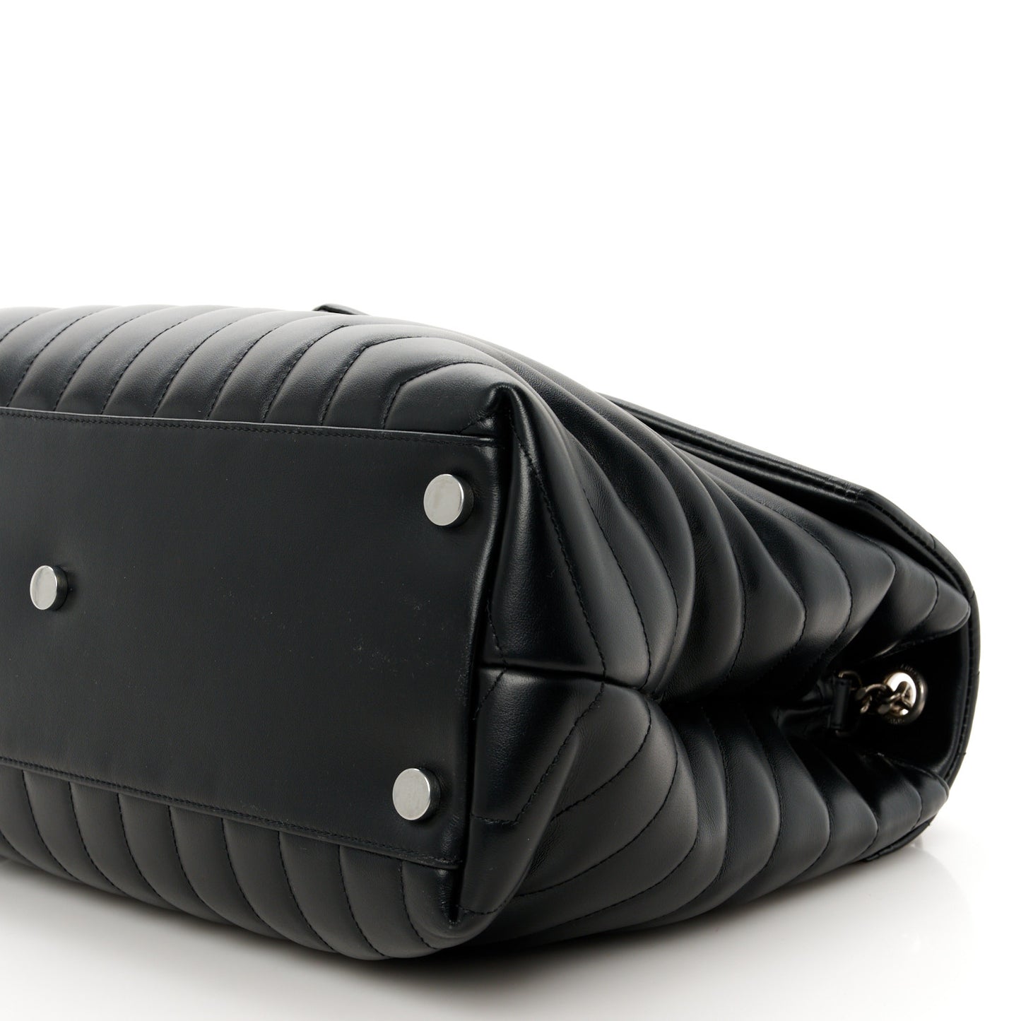 Calfskin Y Quilted Monogram Large Loulou Chain Satchel Black