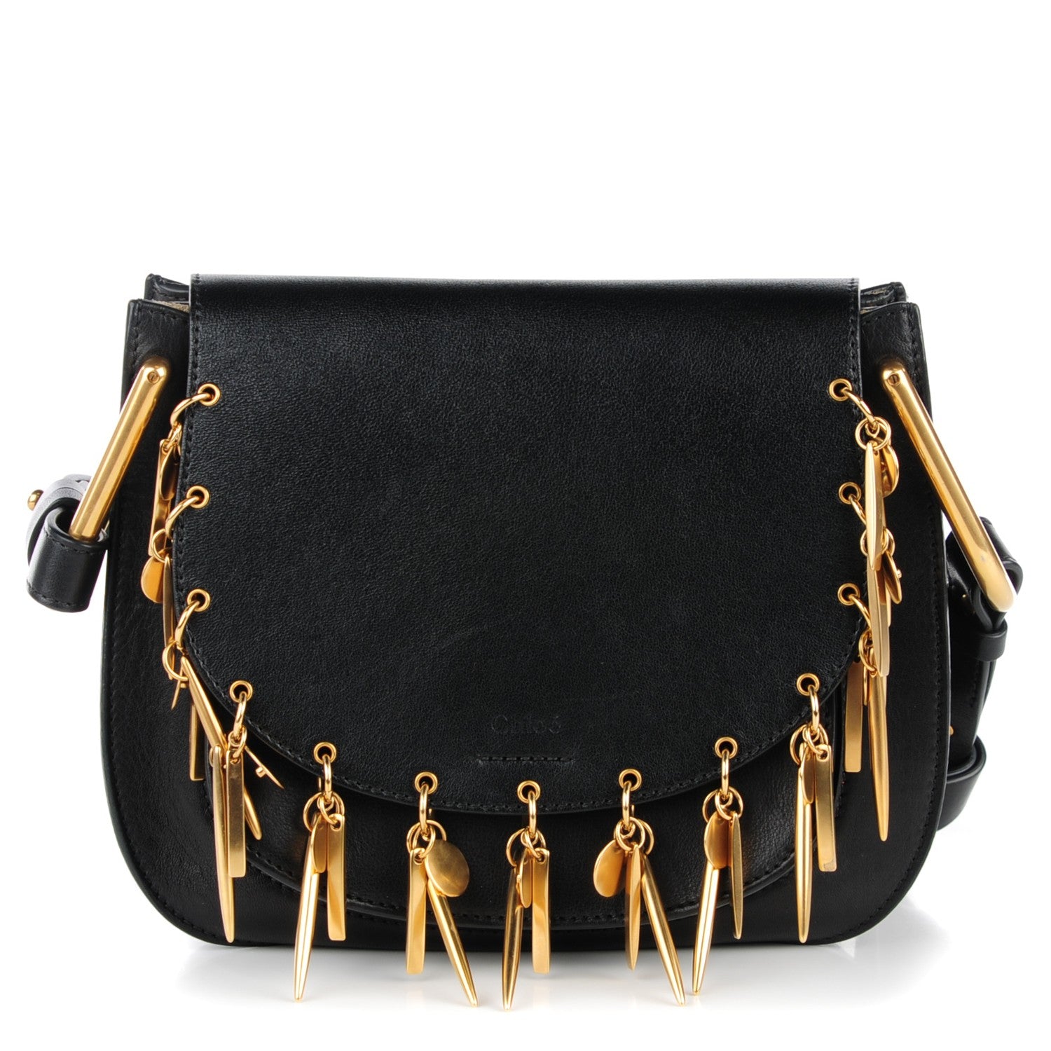 Chloe Calfskin Small Charm Hudson Shoulder Bag Black 1 of 7