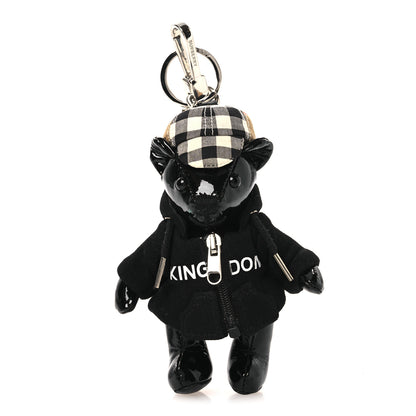 Burberry Patent Thomas Hoodie Teddy Bear Keychain Charm Black 1 of 4