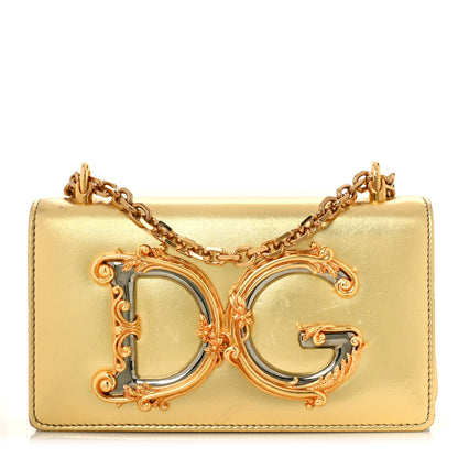 Dolce & Gabbana Metallic Calfskin DG Girls Shoulder Bag Gold 1 of 12