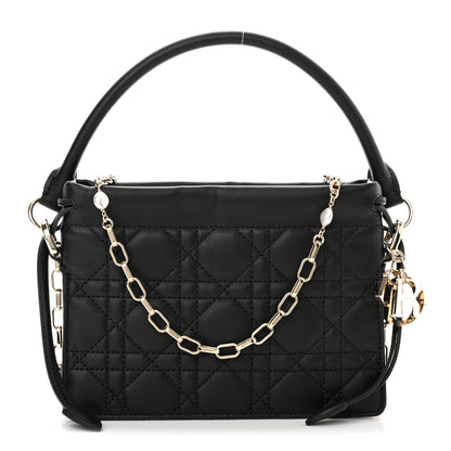 Christian Dior Lambskin Cannage Mini Top Handle Drawstring Bag Black 1 of 10