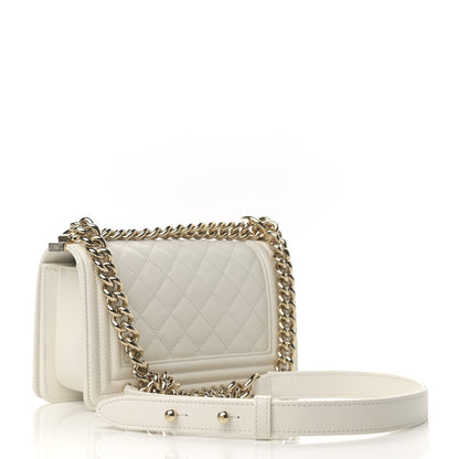 Chanel Caviar Quilted Small Boy Flap White 3 of 10