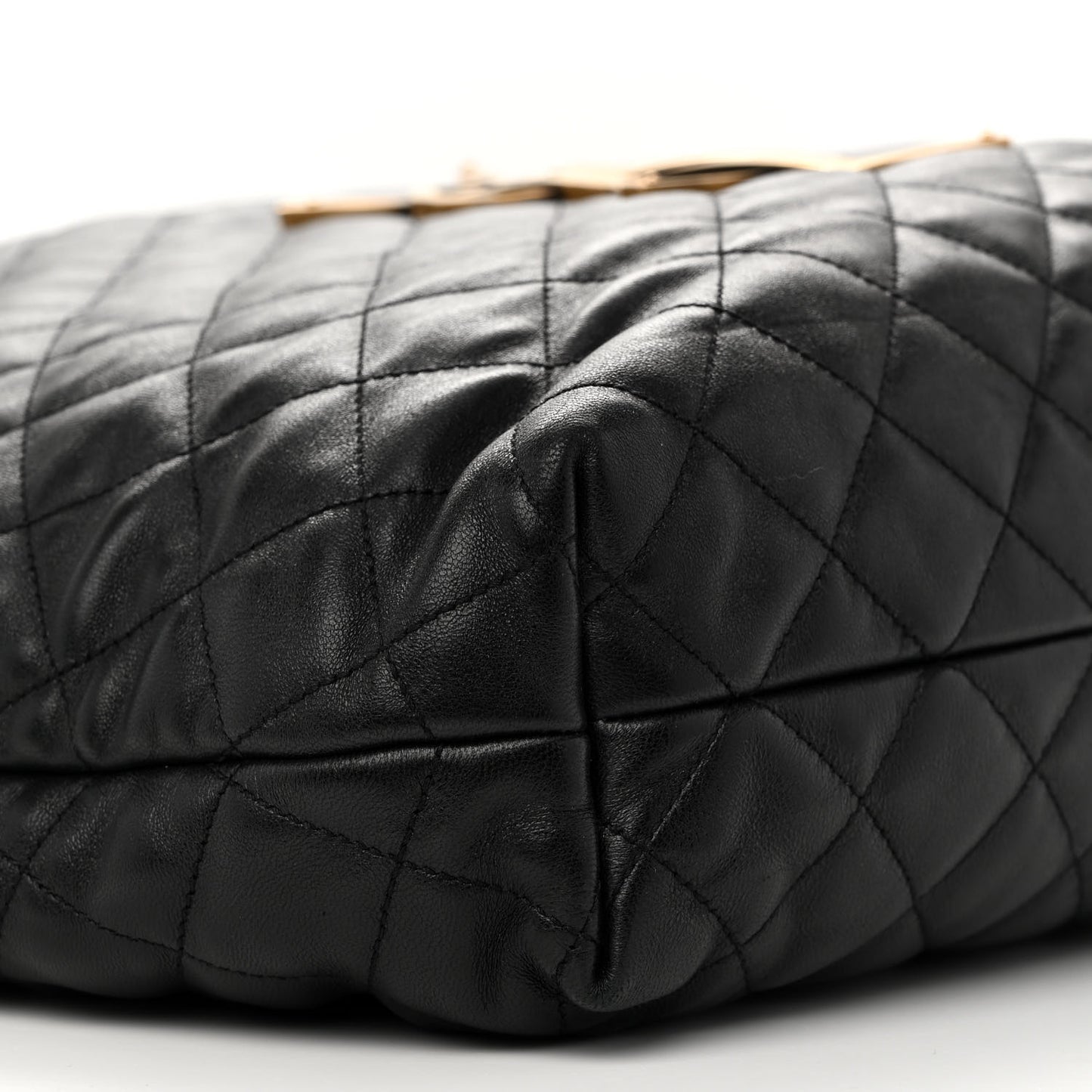 Lambskin Quilted Maxi Icare Shopping Tote Black