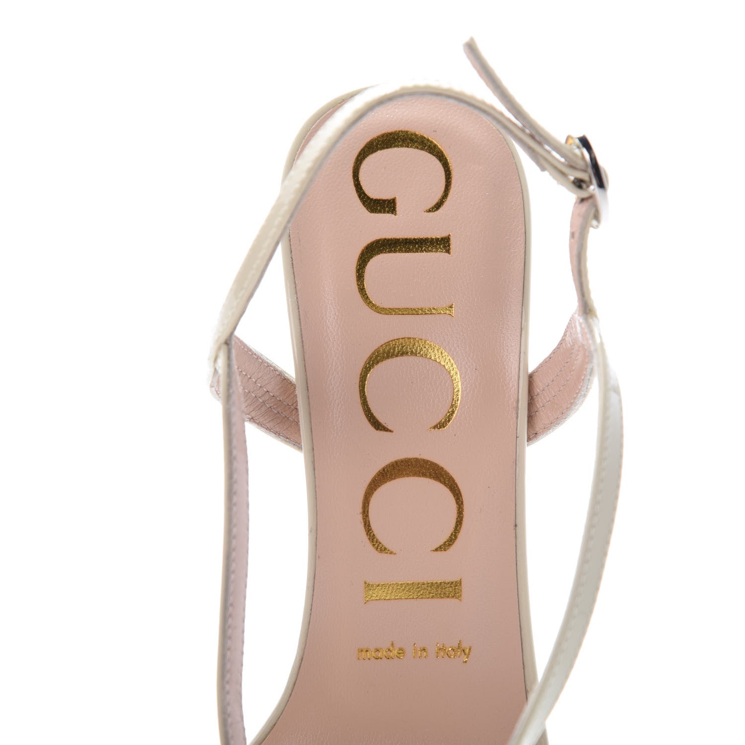 Gucci Vernice Crystal Sandals 37.5 Vintage White 6 of 9