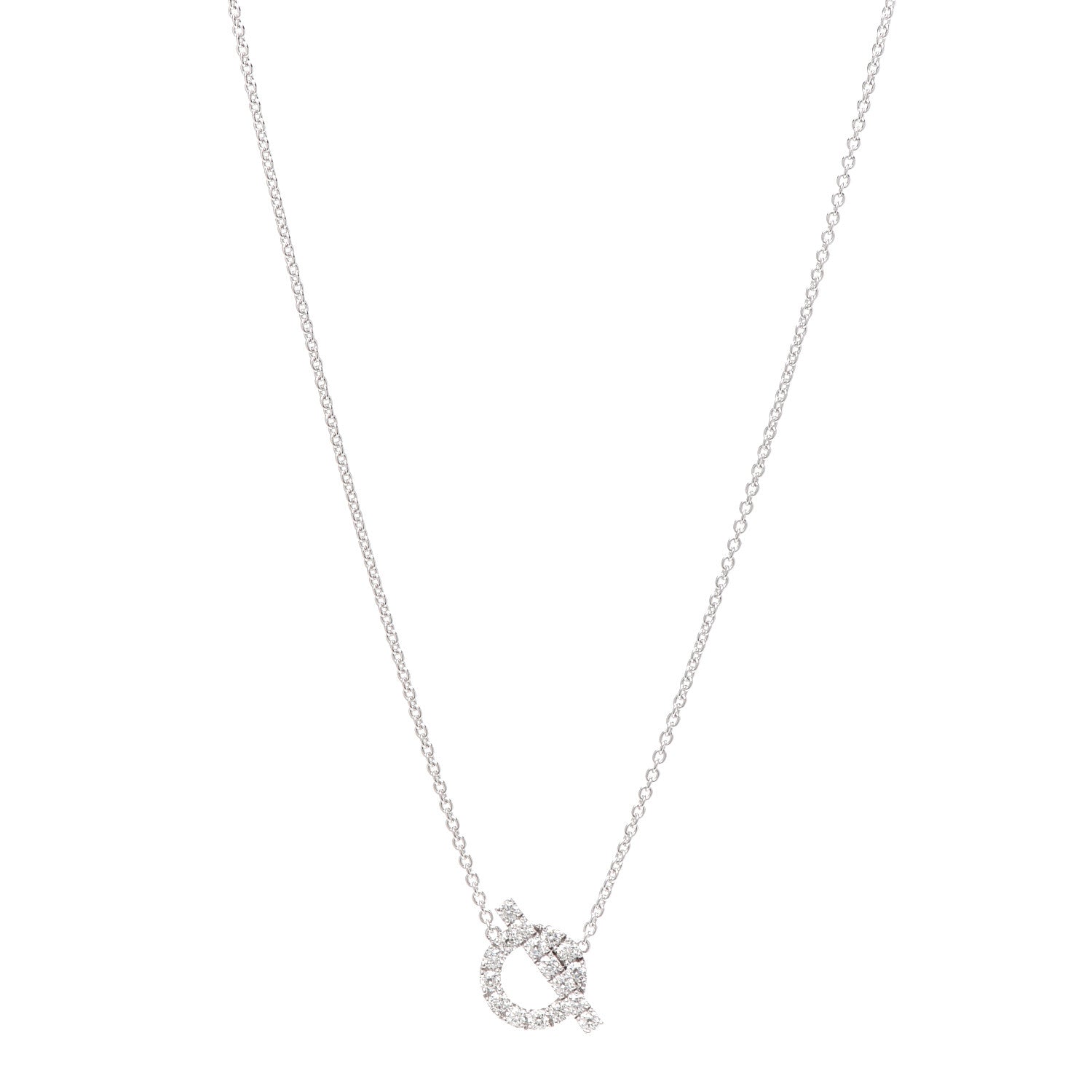 Hermes 18K White Gold Diamond Finesse Pendant Necklace 1 of 6
